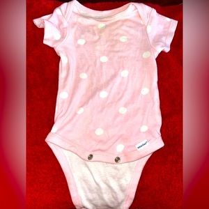 Pink Short Sleeve Bodysuit with White Polka Dots